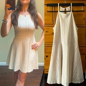 Cream colored crochet skater dress for women/youth, Size Small